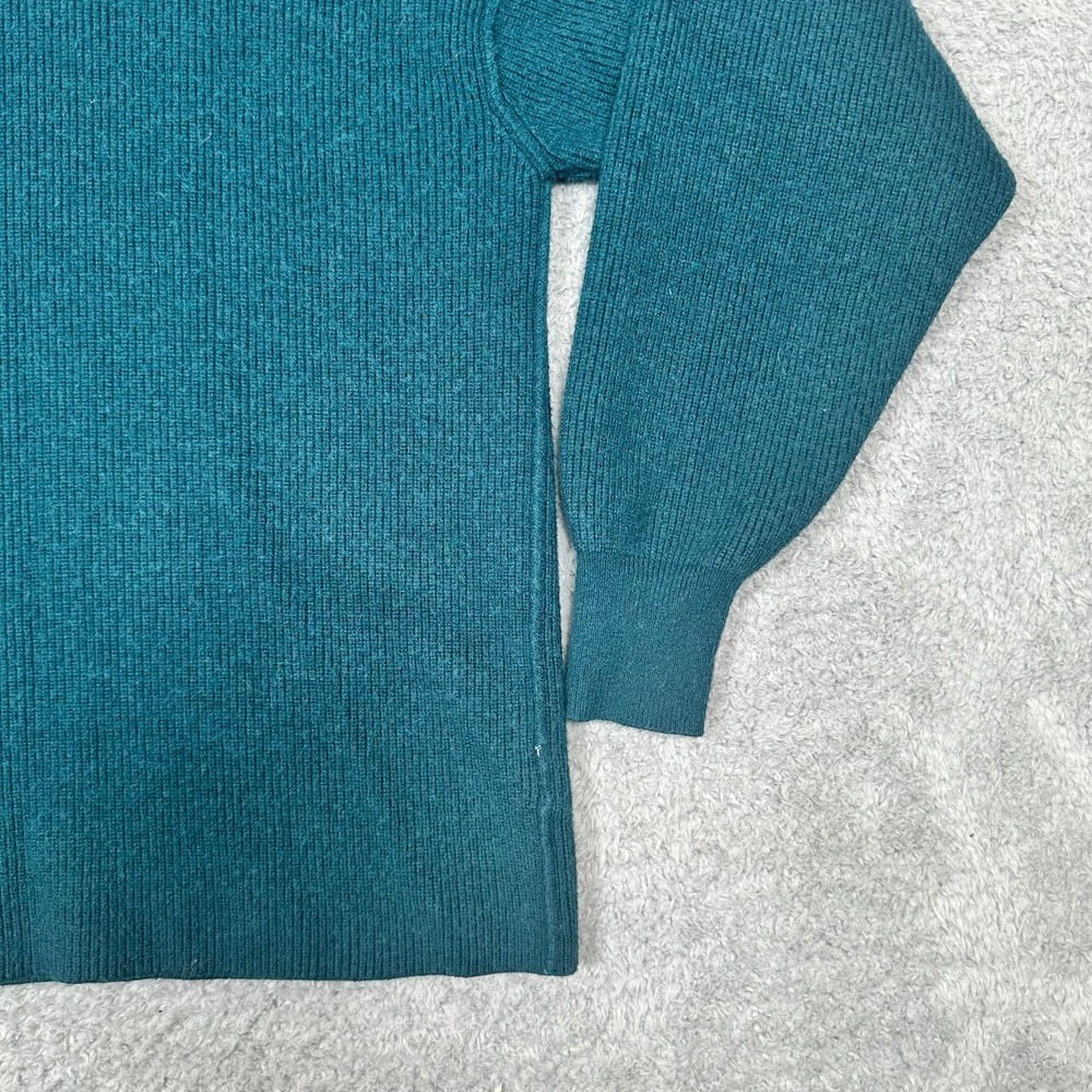 Free People Oversized Ribbed Sweater Women Small Teal Turtleneck Long Sleeve - Picture 5 of 10